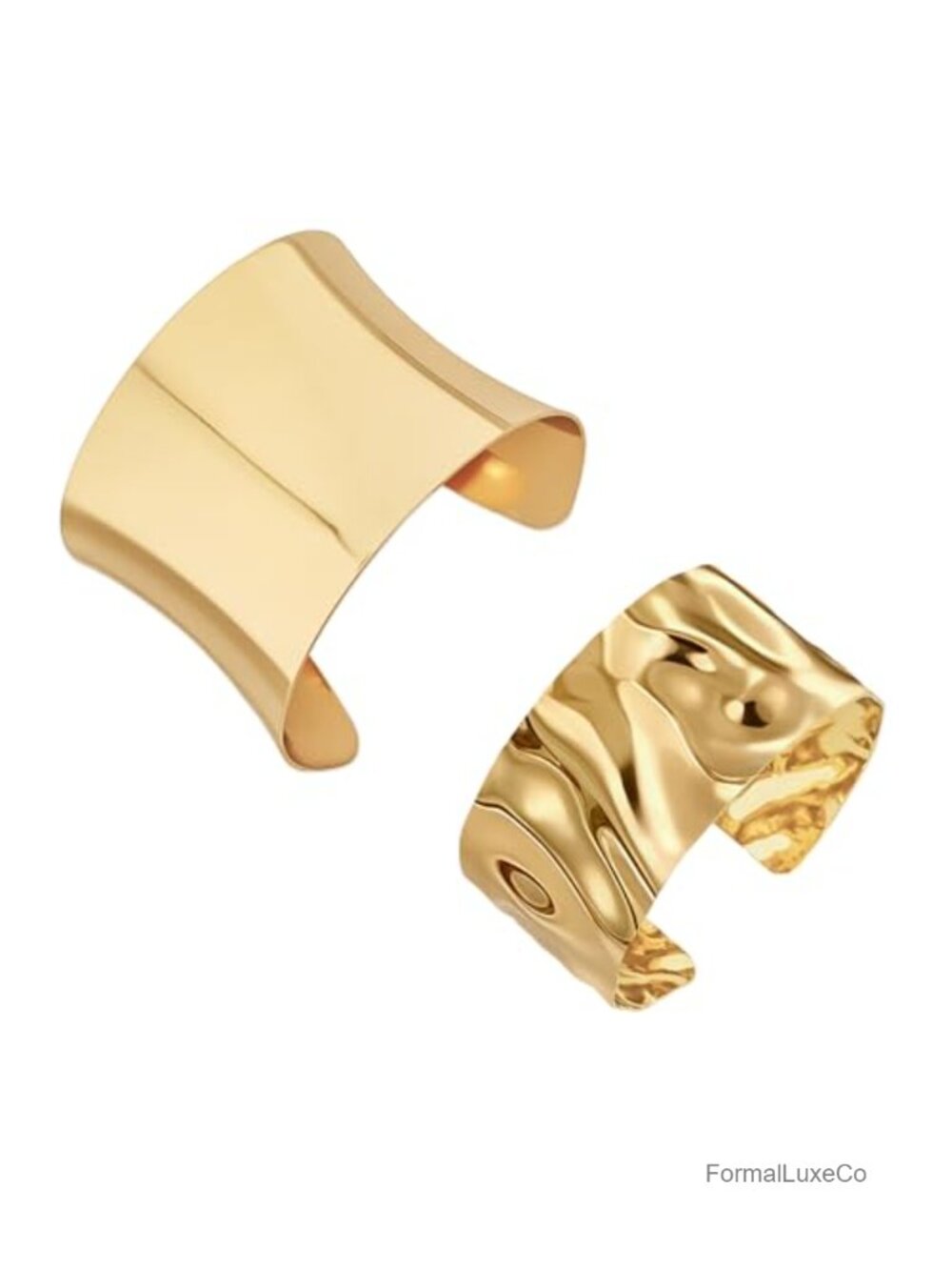 3PC Gold Chunky Cuff Bracelets Set Minimalist Irregular Open Wide Bangle Punk
